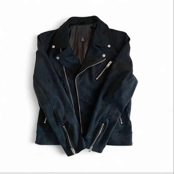 H&M Jackets & Blazers - NWOT H&M Black Faux Suede Biker Jacket size M